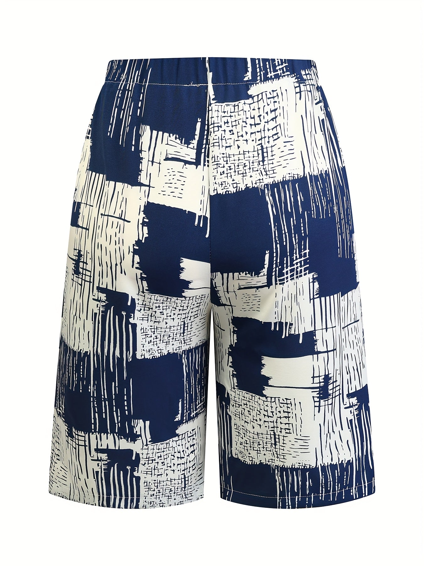 Шорты для женщин больших размеров с абстрактным принтом морской волны и белым цветом, повседневные, с шнурком