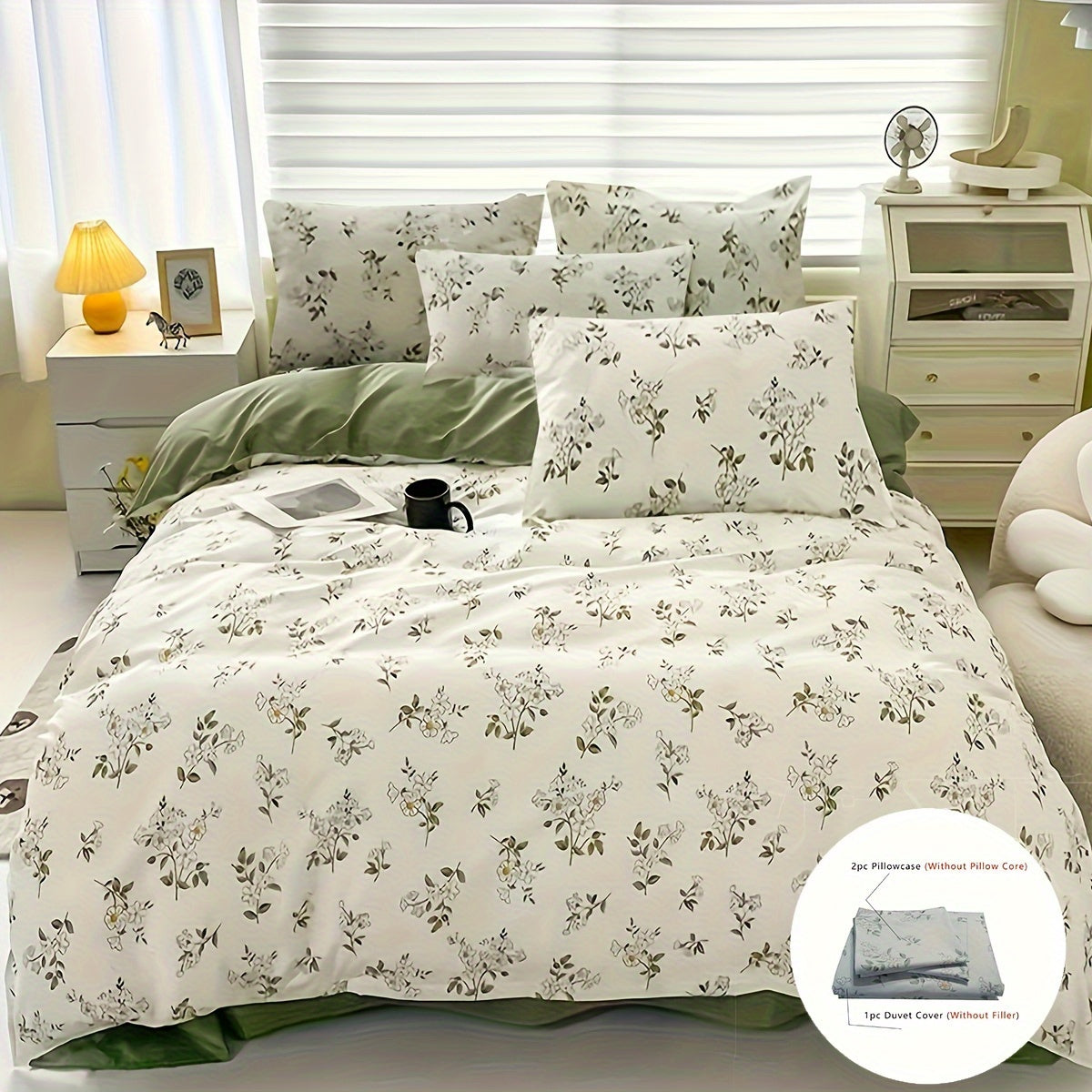 Set of 3 Floral Duvet Covers and Pillowcases Bedding Set for Bedroom Guest Room Dorm
