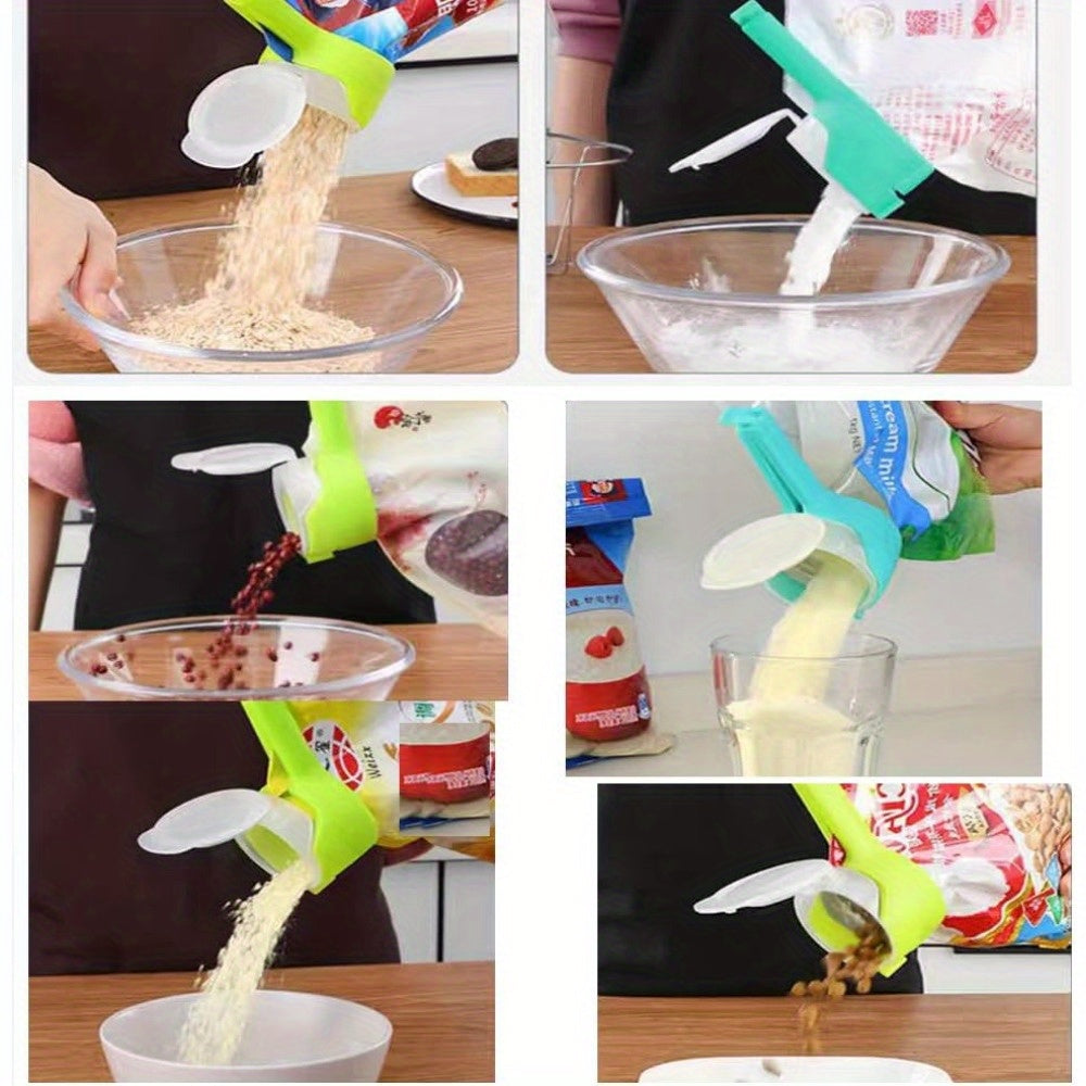 4 piezas de clips reutilizables para bolsas con boquillas vertedoras para sellado de alimentos, gadgets de cocina