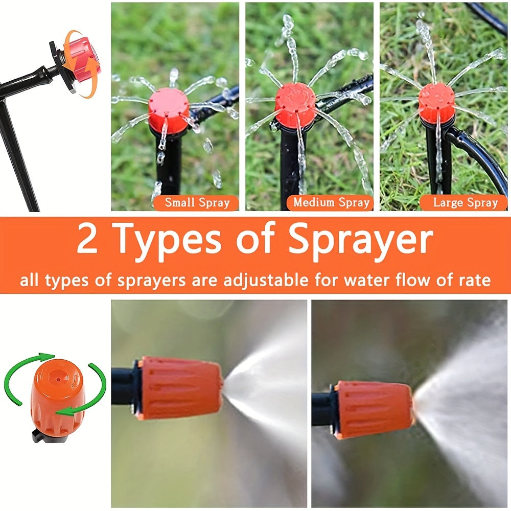 50M Plastic Drip Irrigation System Kit for Garden Lawn Patio Greenhouse Water Saving