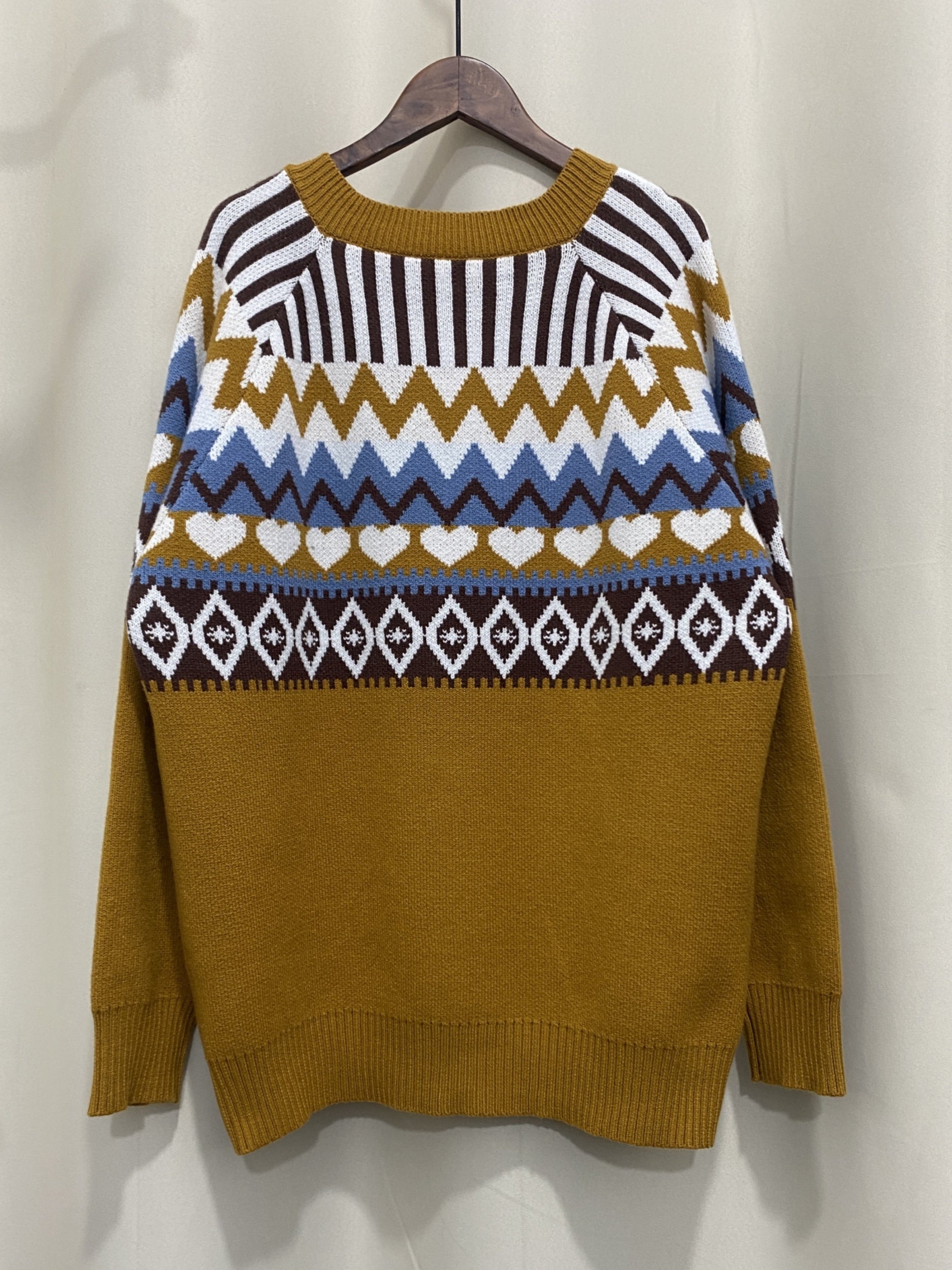 Women's Plus Size Ethnic Geometric Button Front Cardigan Long Sleeve Sweater Fall Winter