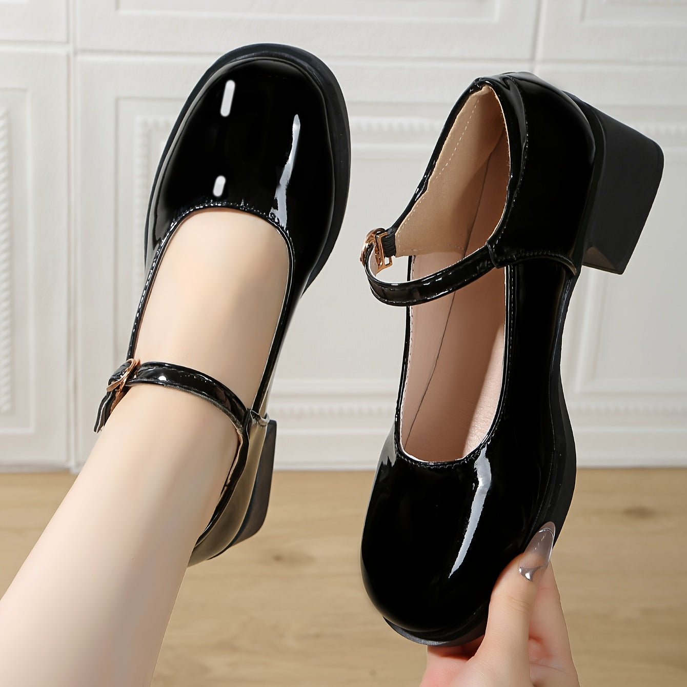 Women’s Low-Cut Chunky-Heeled Mary Jane Loafers for Petite Feet