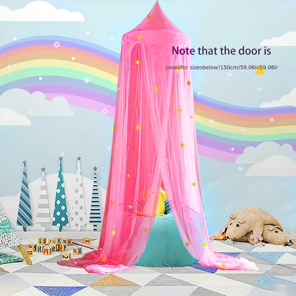 Mosquitero rosa para cuna de bebé con estrellas que brillan para decorar la cuna y el dormitorio