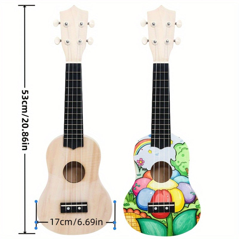 Kit de ukulele DIY con cuerpo de tilo, diapasón y panel para principiantes y entusiastas