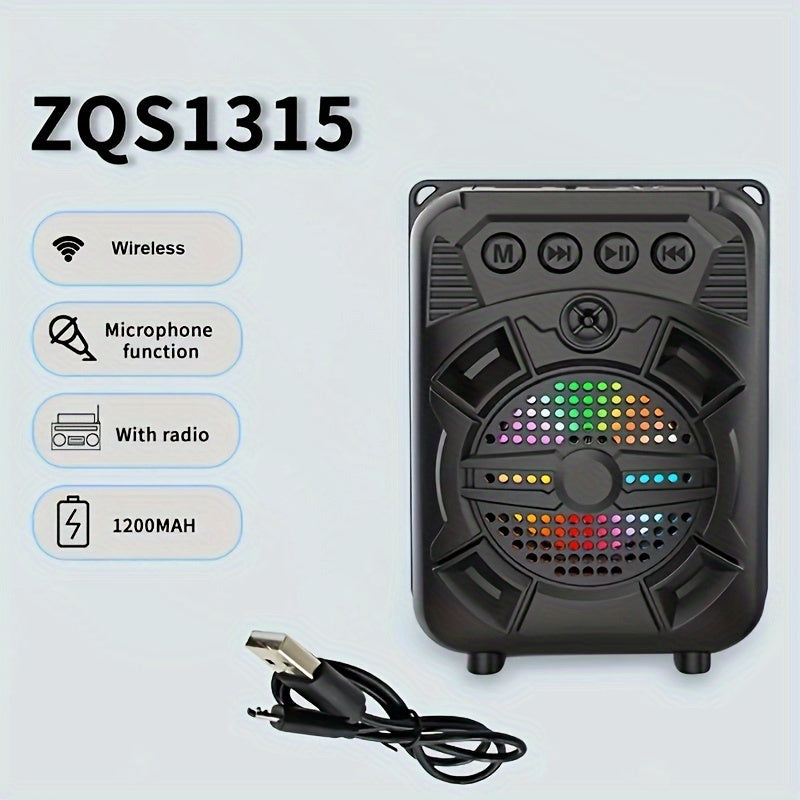 Portable Wireless Speaker with Super Bass LED Light Karaoke Phone Holder for Home Parties and Outdoor Use