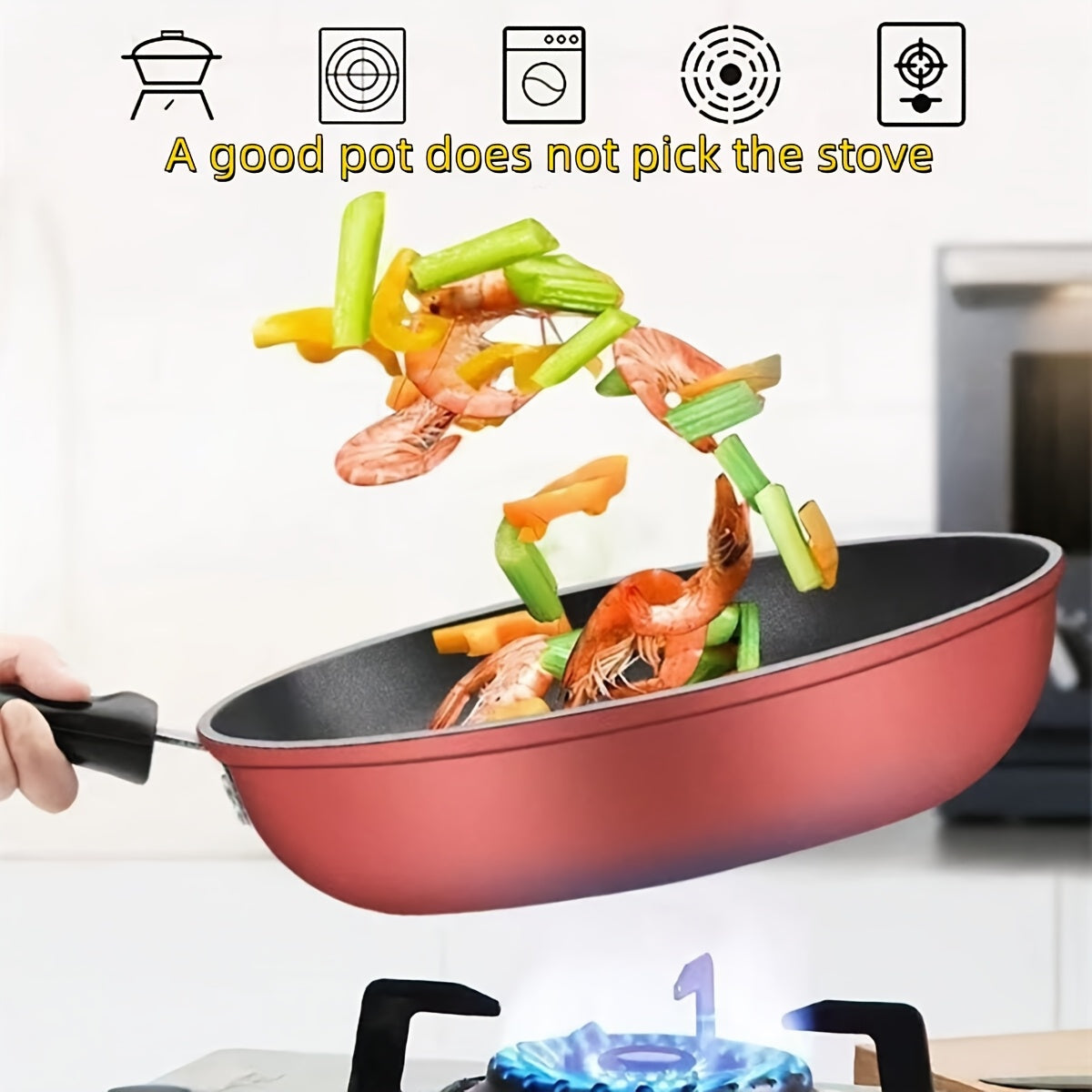 Sartén de hierro fundido con fondo plano pequeño de 24cm, antiadherente, con tapa para panqueques y inducción