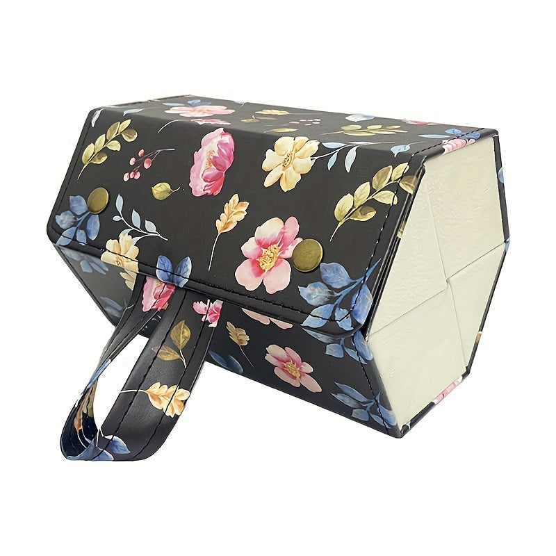 Travel Eyewear Organizer with 6 Slots Foldable Hanging Glasses Storage Box in Retro Floral Design