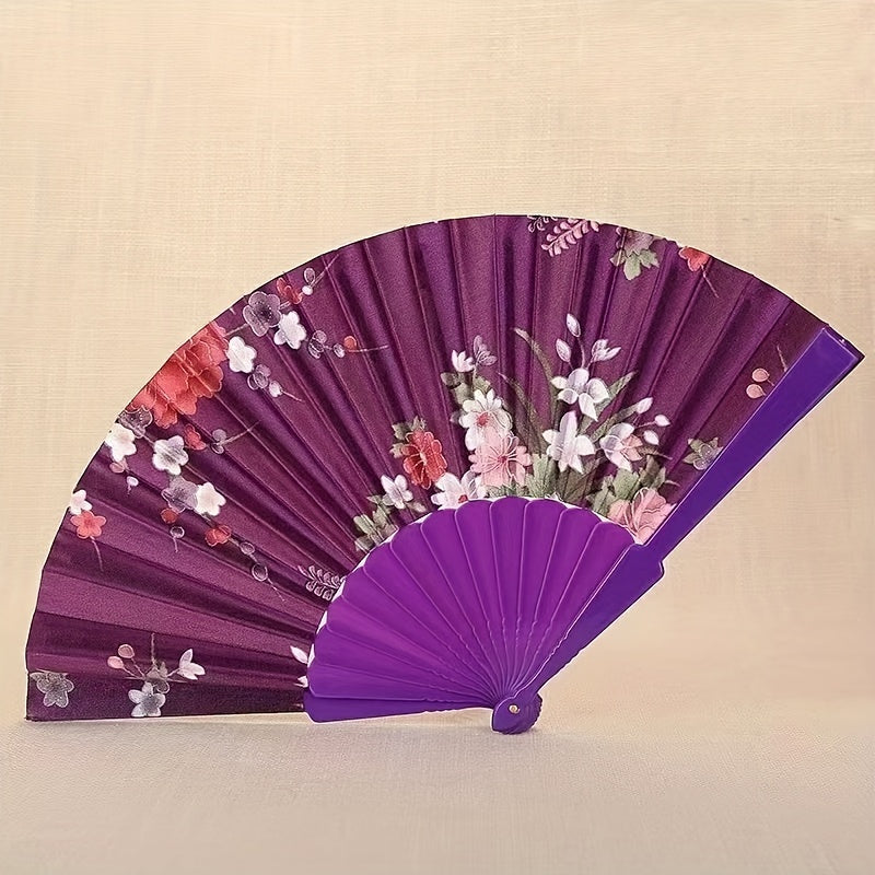 Silk Fabric Foldable Fan for Women Dancing Gifting Square Dancing Antique Fan