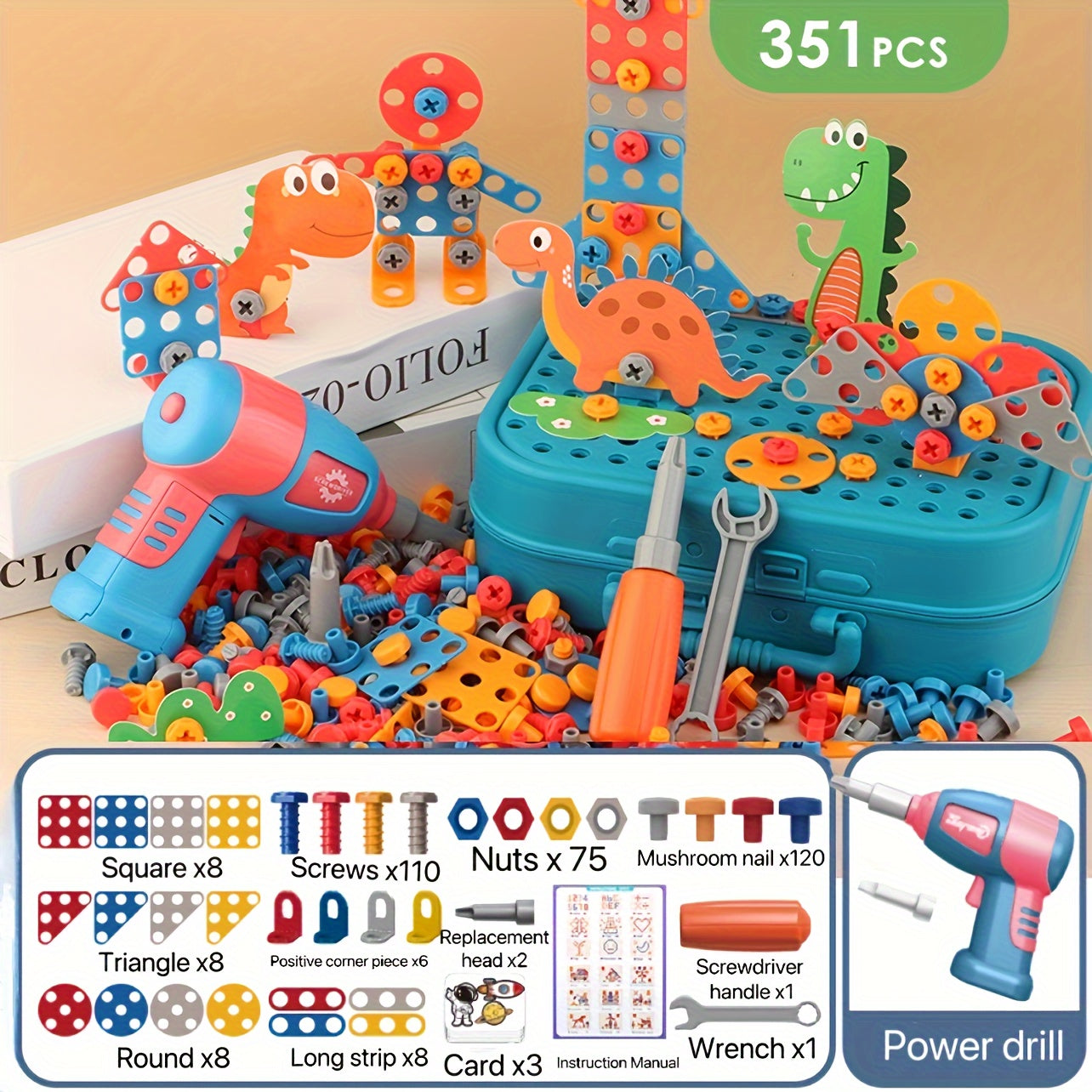 Bolalar uchun ta'limiy o'yinchoq to'plami, vintli va ta'mirlash to'plami bilan, bardoshli qizil plastmassa, qo'l-ko'z muvofiqligini rivojlantiradi