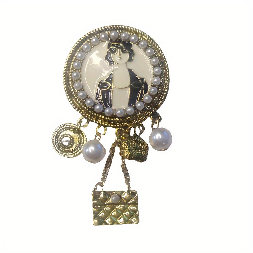 Vintage Pearl Brooch for Women with Glass Eye Lady Design Elegant Jewelry Accessory