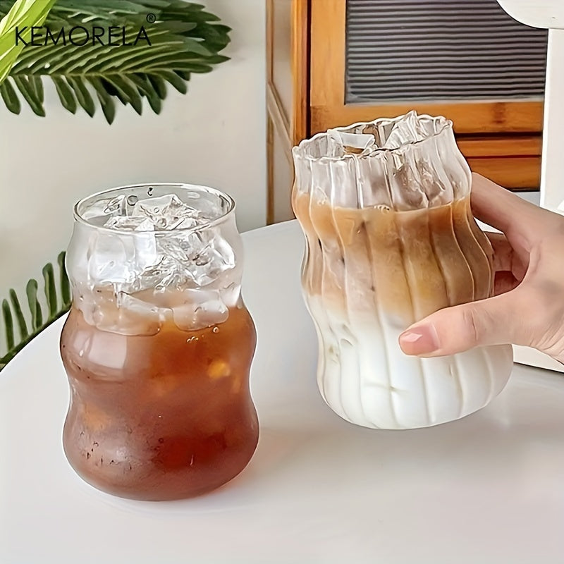 Set of 4/6 Irregular Shaped 17oz Reusable Glass Drinking Cups for Iced Coffee and Home Use