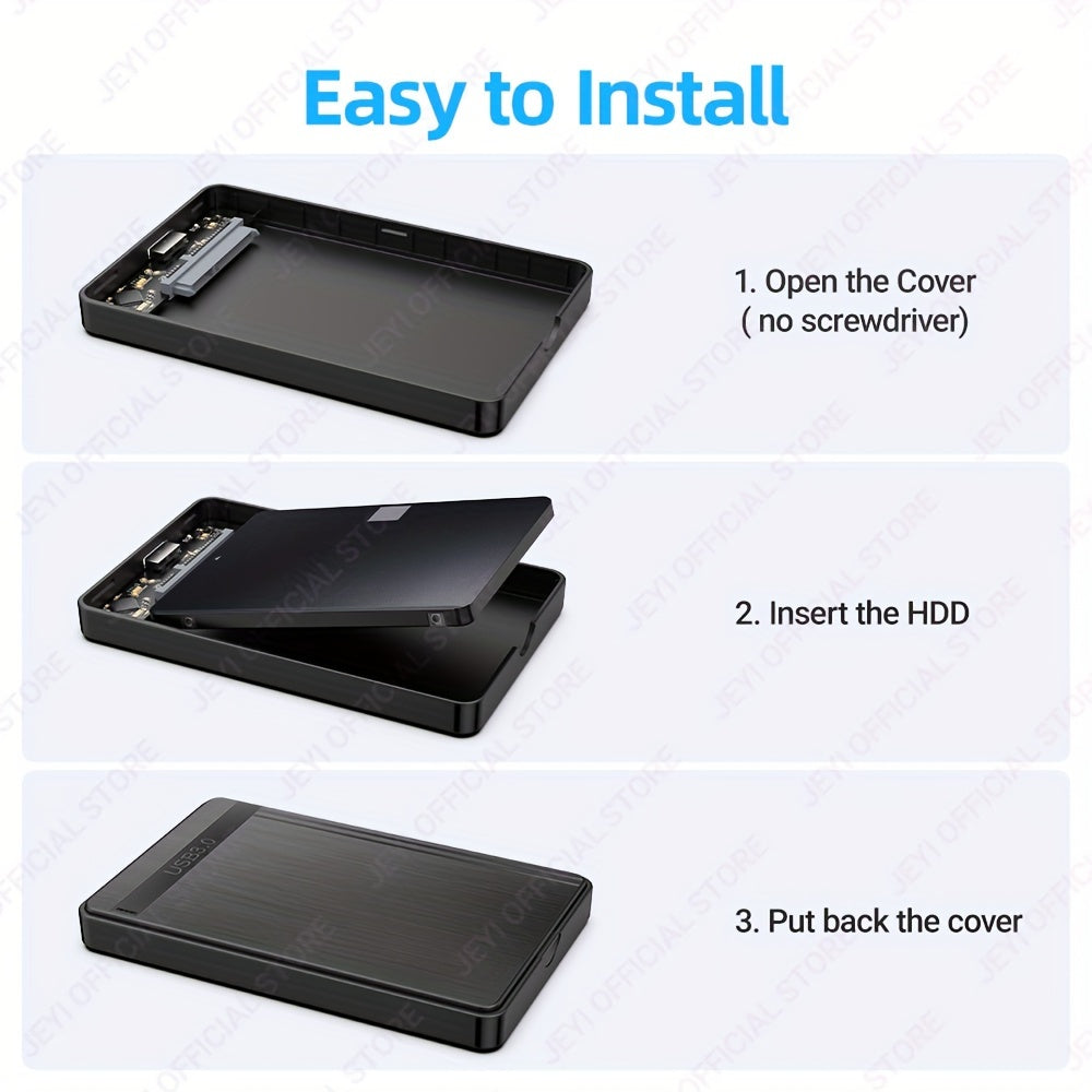 2.5 Inch SATA SSD External Enclosure USB 3.0 Black for 7-9.5mm Drives