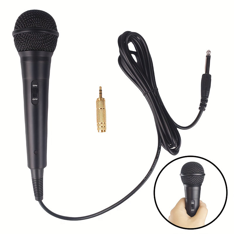 Wired Dynamic Microphone Handheld with 6.35mm Jack for Live Performances and Recording Black