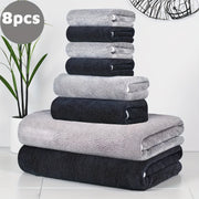 8-Piece Coral Fleece Bath Towel Set Quick-Drying Absorbent Large and Small Towels