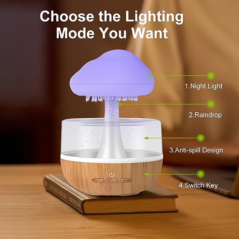 Colorful Mushroom Night Light with Rain Humidifier and Aromatherapy Battery Operated Atmosphere Lamp