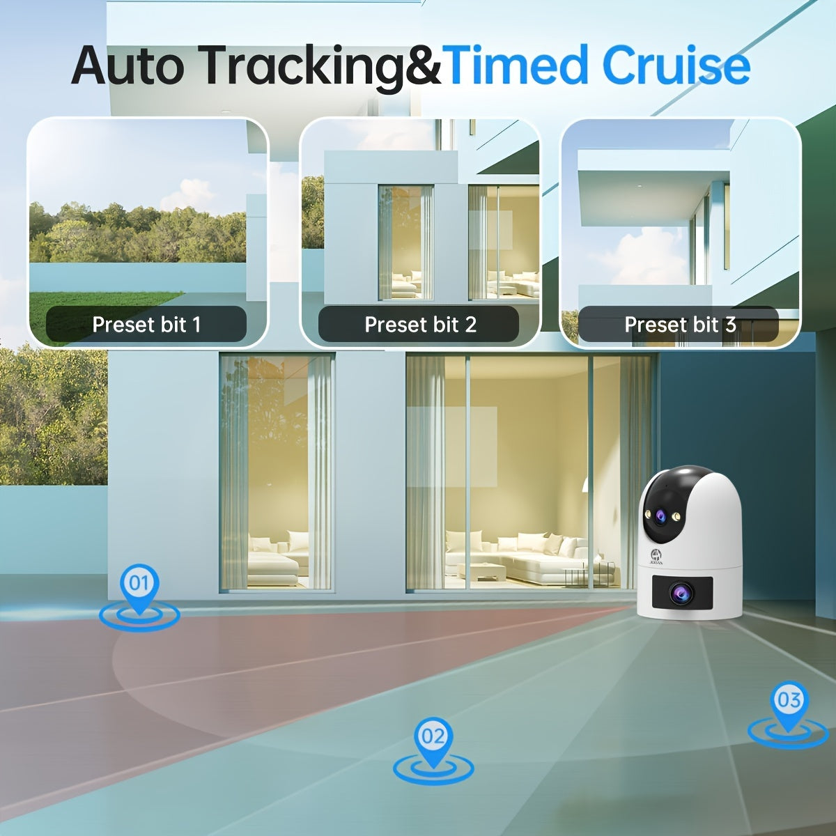 4K PTZ WiFi Security Camera with Dual Lens Auto Tracking and Dual Screen