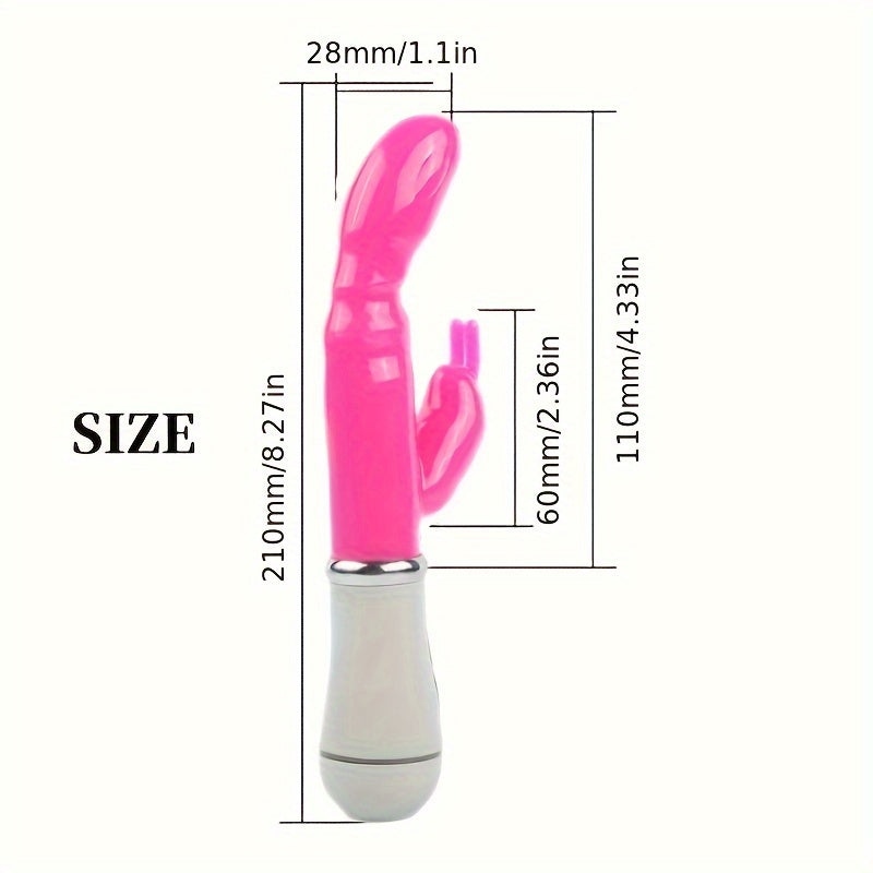 Women's Rabbit-Shaped Dual-Head Vibration Massage Wand 12 Modes Battery-Operated