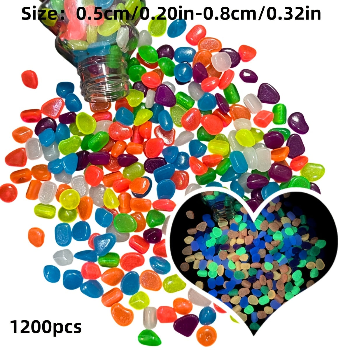 1200 Glowing Landscape Stones for Decoration in Flower Pots Pathways Aquariums and Starry Sky