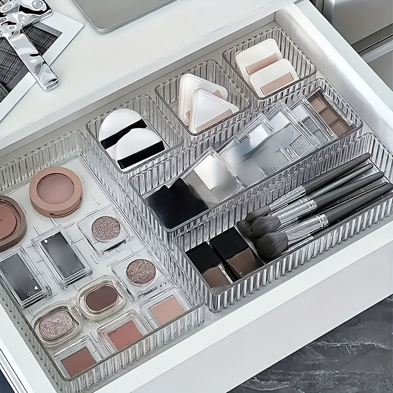 Conjunto de organizadores de almacenamiento de agua transparente de acrílico en 3, 7 u 8 piezas para almacenamiento de cosméticos y artículos de tocador