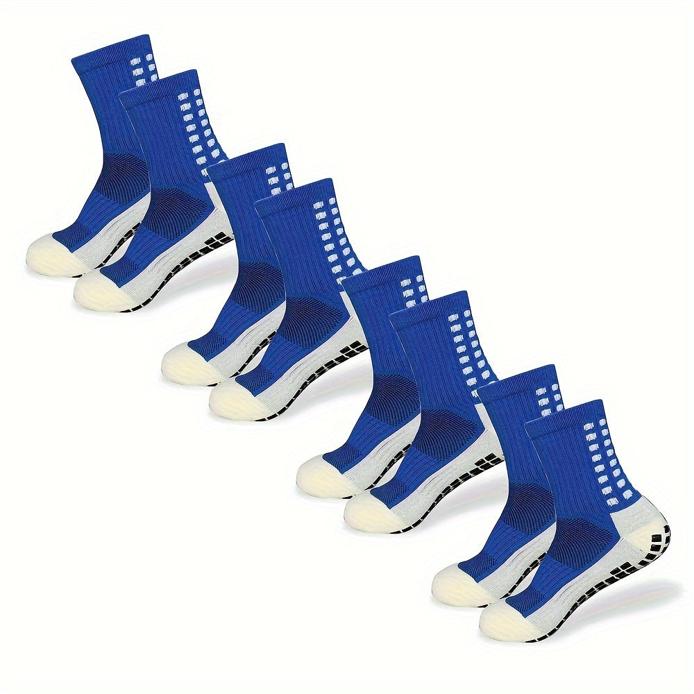 Men's Football Socks 4 Pairs Knit Polyester Terry Bottom Anti-Slip Wear-Resistant