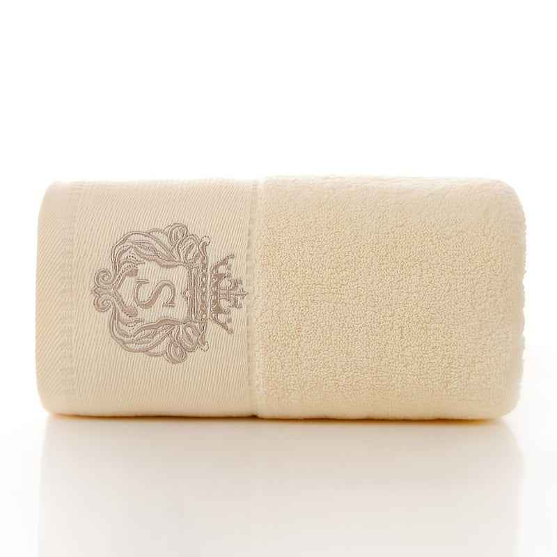 Cotton Bath Towels with Crown Embroidery 380 GSM Knit Fabric