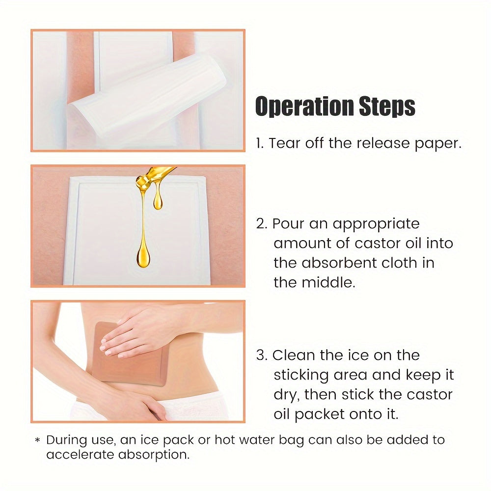 10pcs Organic Self-Adhesive Castor Oil Packs for Home Spa Treatment No Wash Leak-Proof