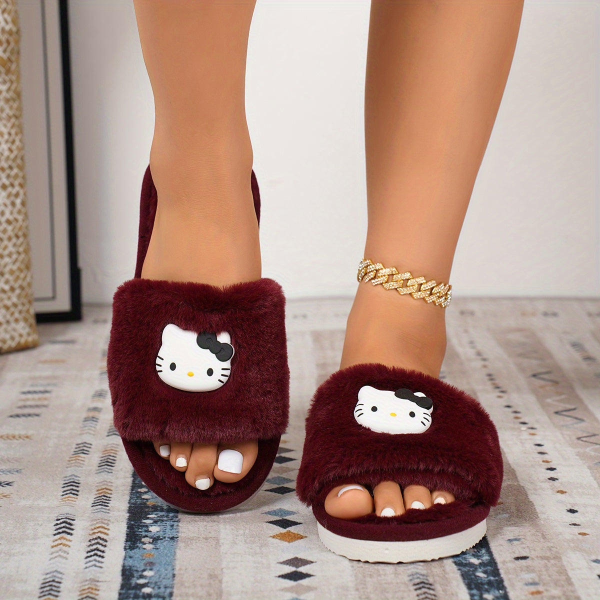 Women's Fluffy Slippers Indoor House Shoes Soft EVA Sole Warm Cozy