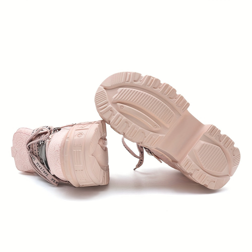 Women's Gothic Platform Boots Leather-Style Lace-Up Edgy All-Season Footwear