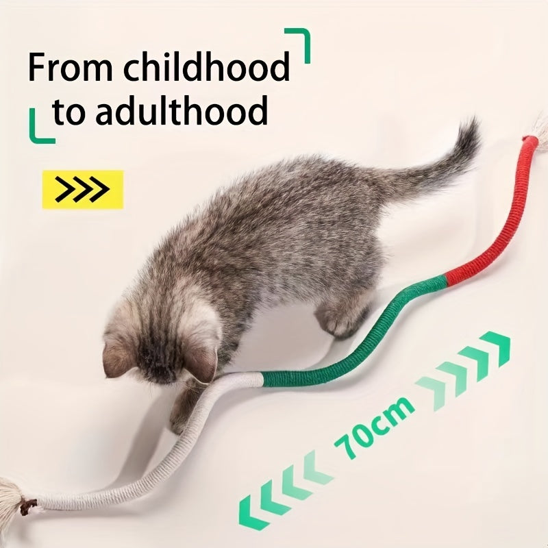 Rang-barang elektrsiz mushuk o'yinchoq ipi, chaynash va o'ynash uchun, chidamli, zerikishni yengillashtiruvchi