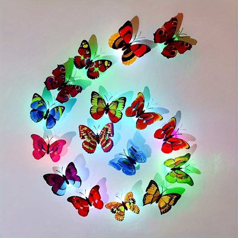 6/9pcs 3D Glowing Double-Layered Butterfly Decorations for Home Wedding Festival