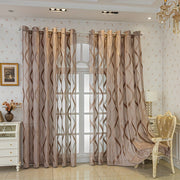 European Coffee Ribbon Curtains Set of 2 Modern Sheer Drapes Grommet Top UV Protection
