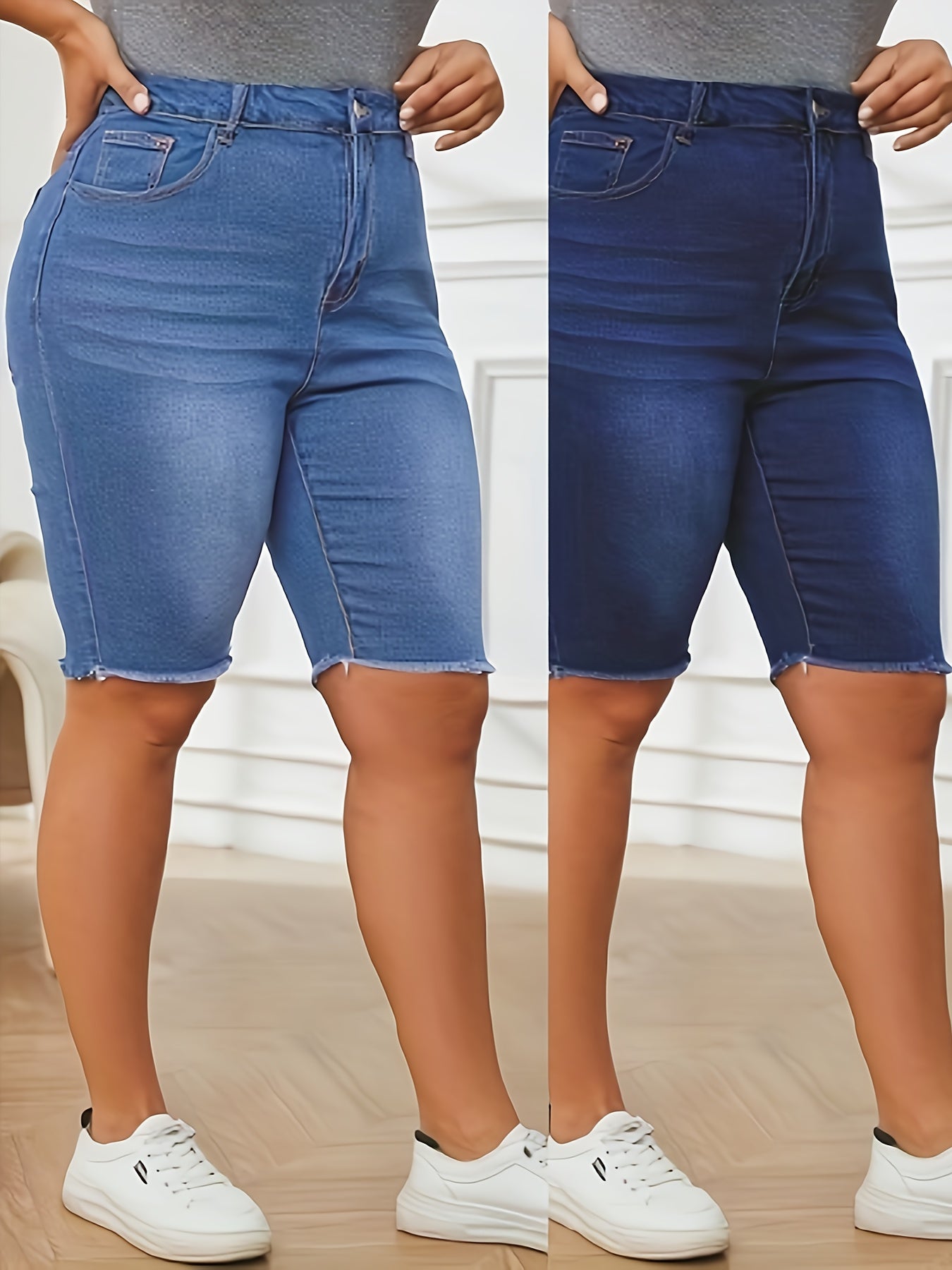 Women's Denim Shorts Two Pack Large Size Blue Casual Summer