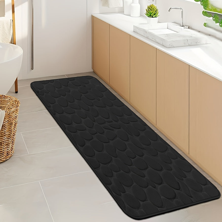 Quick-Dry Pebble Bath Mat Non-Slip Sponge Floor Mat for Bathroom Kitchen Laundry Bedroom