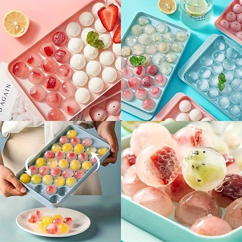 Round Ice Mold PP Material 32 Blue Pink Ice Cubes for Summer Drinks