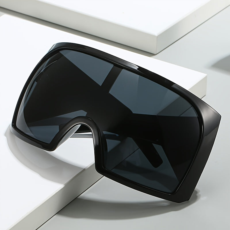 Erkaklar uchun futuristik atrofga o‘raladigan quyosh ko‘zoynaklari, katta egilgan linzali