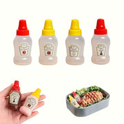 Juego de 4 botellas portátiles mini para salsa, plástico seguro para alimentos, para camping, oficina, almuerzo