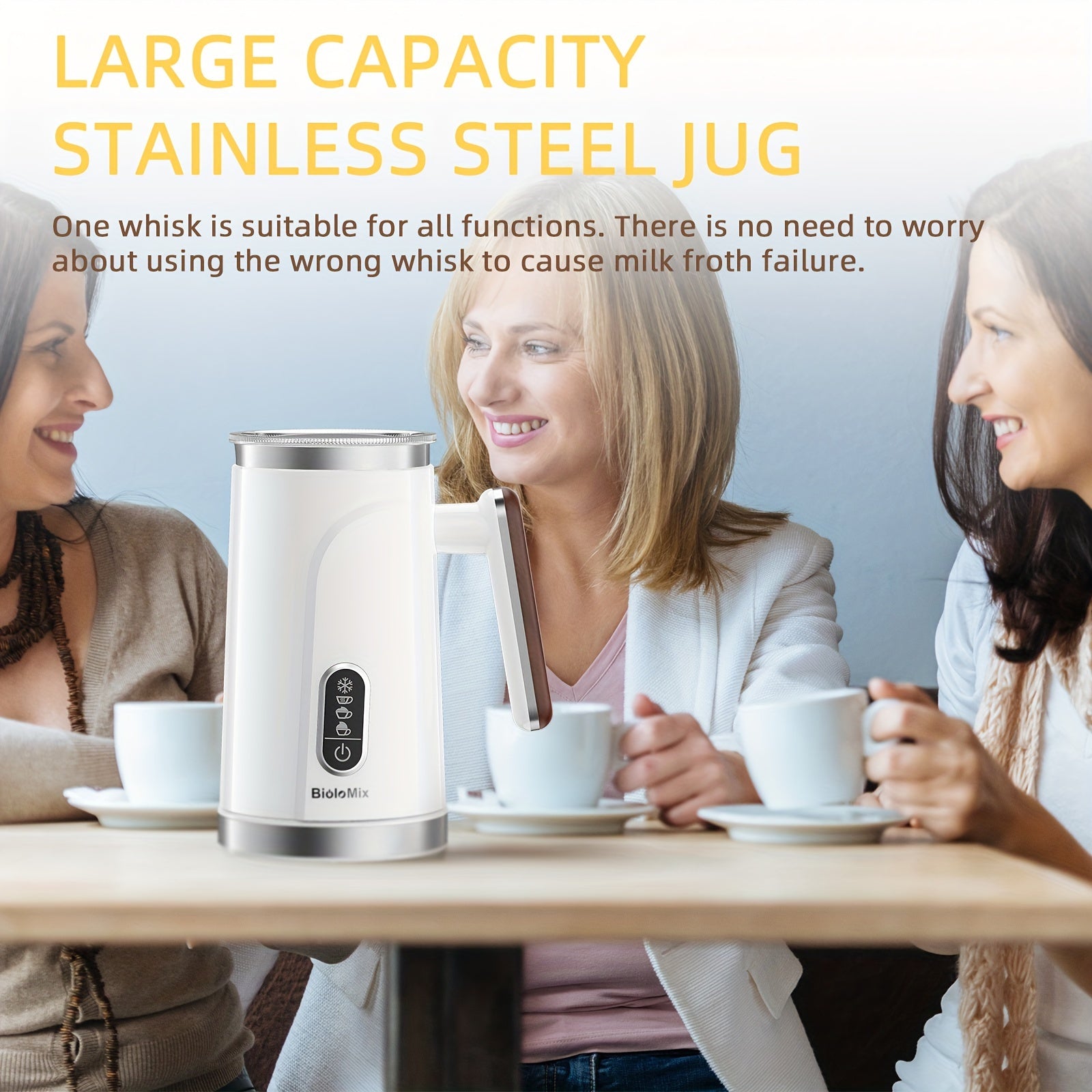 Milk Frother 4-in-1 Electric Hot Cold Foam Steamer for Coffee Cappuccino