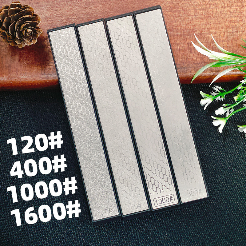 4-Piece Diamond Knife Sharpener Set with Manual Rods Non-Slip Base