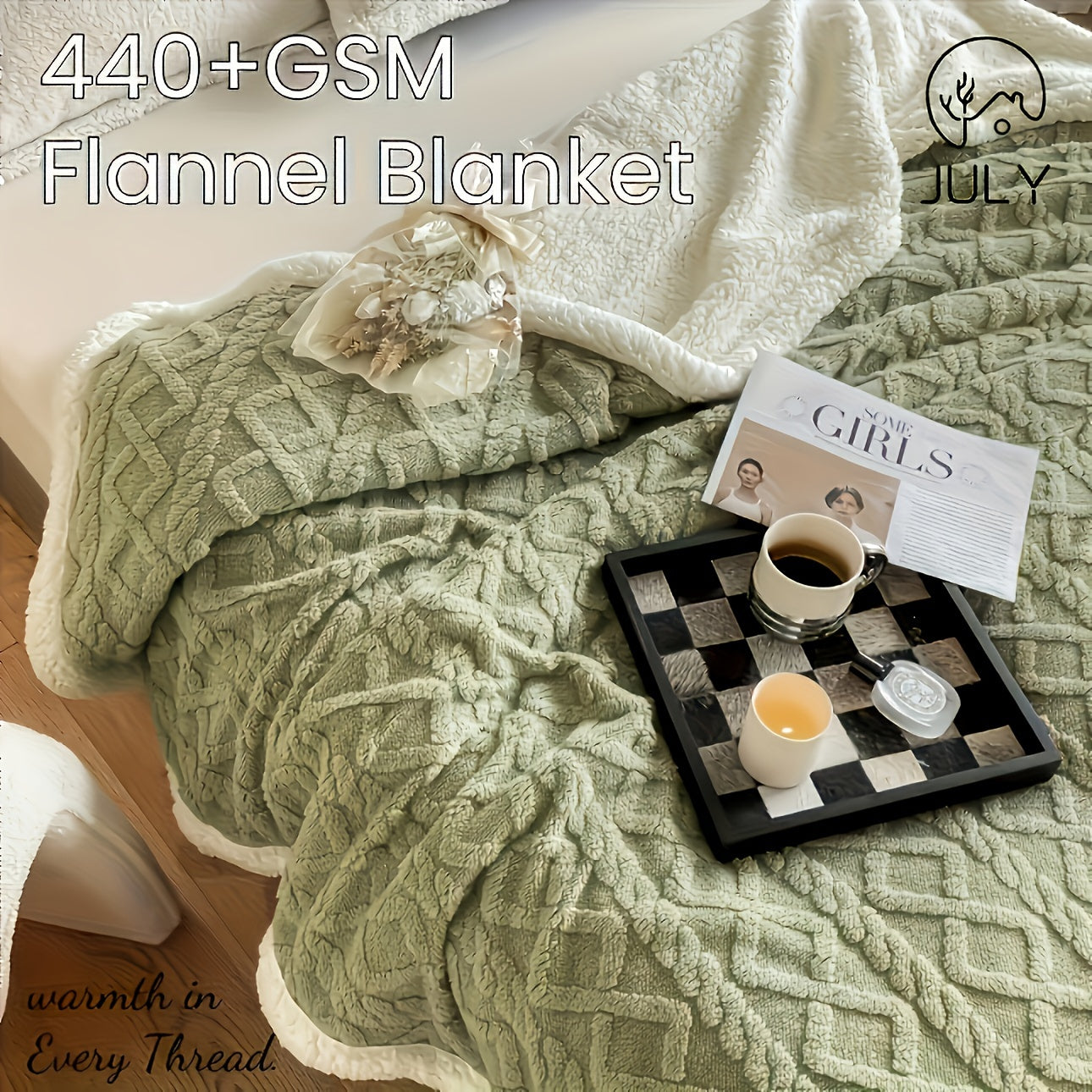 Reversible Geometric Pattern Blanket for Sofa and All Seasons 350g Polyester