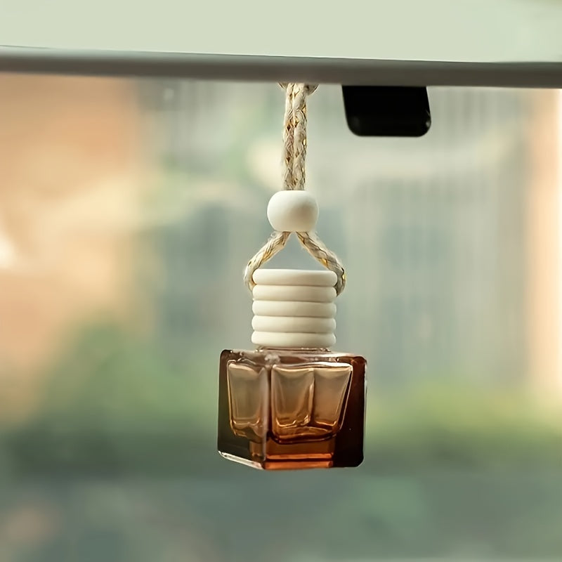 Empty Square Glass Bottle 8ml Perfume Diffuser Aromatherapy Car Pendant