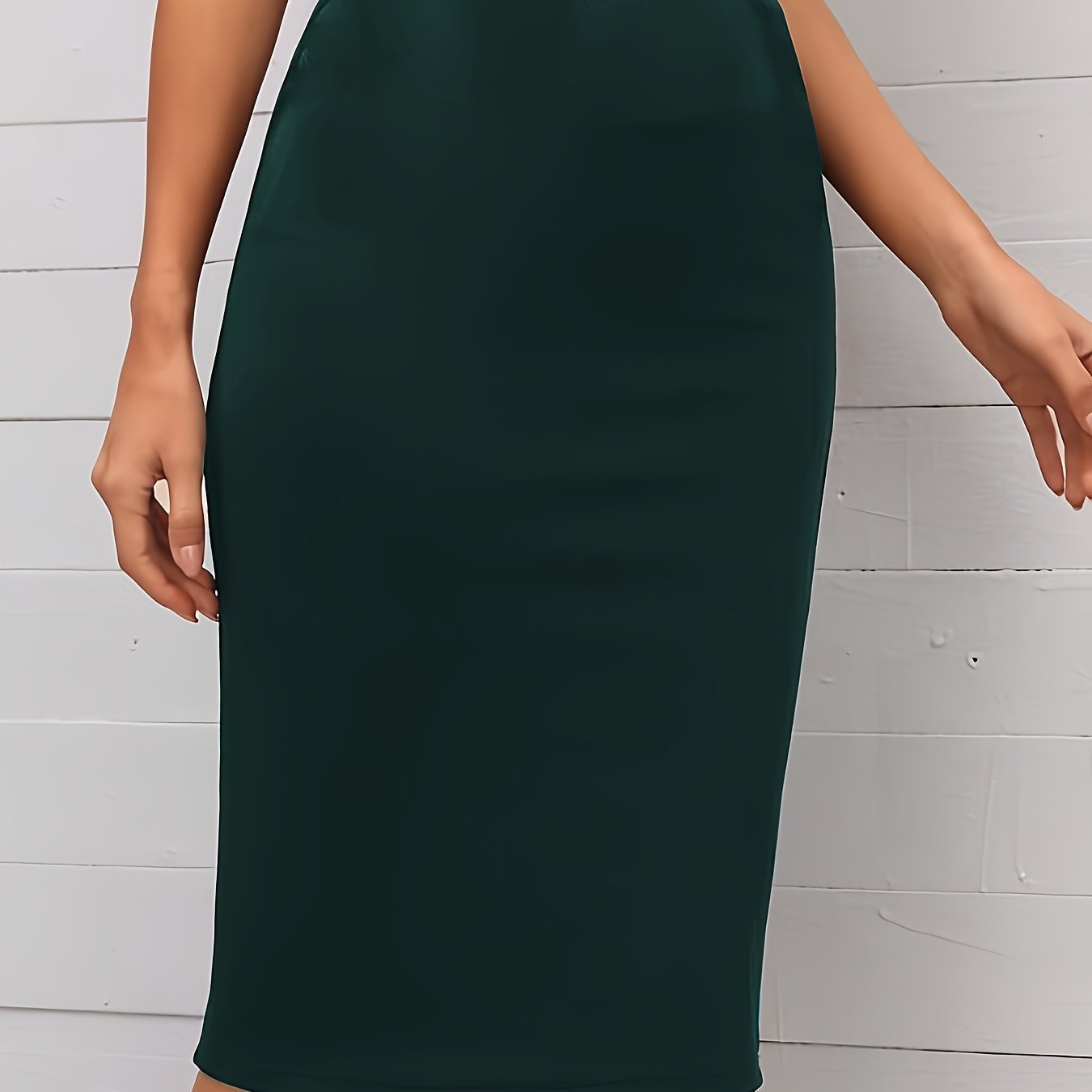 Plus Size Pencil Skirt Polyester Knit Geometric Pattern Stretchable Spring Summer Fall