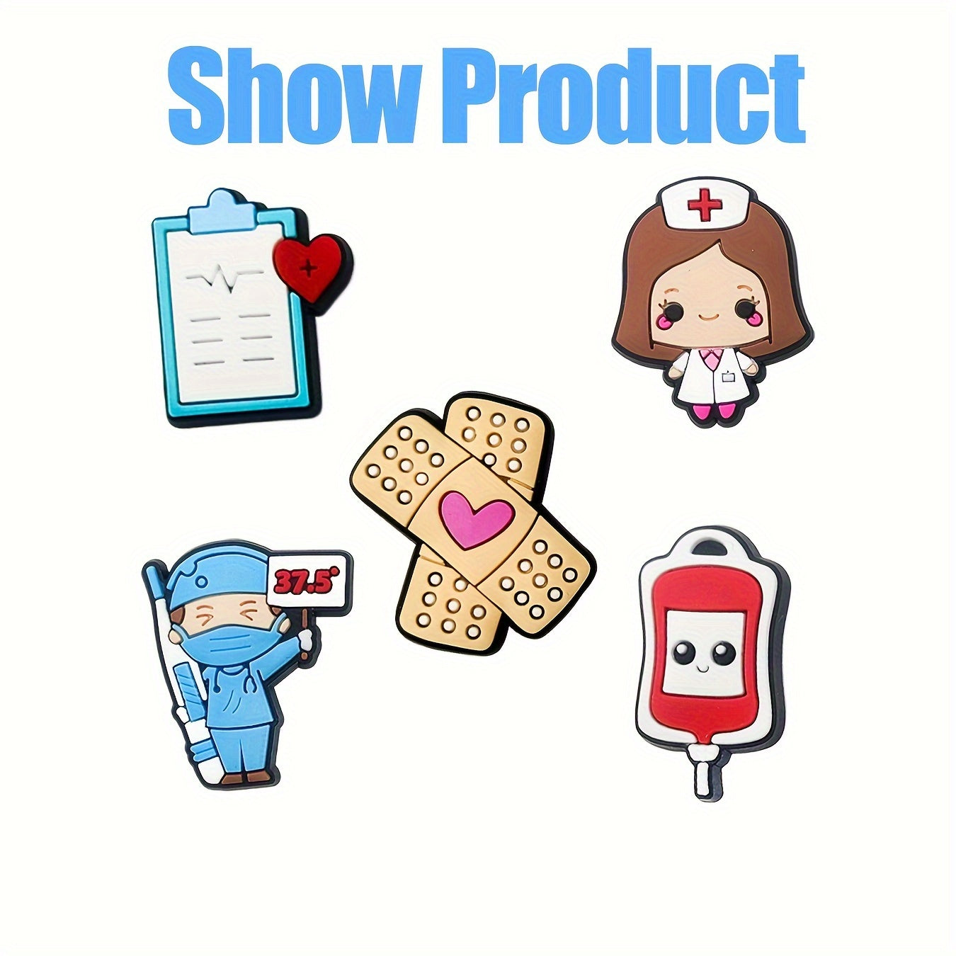 25-to'plam tibbiy poyabzal charm'lari PVC hamshira sog'liqni saqlash ikonlari poyabzal aksessuarlari