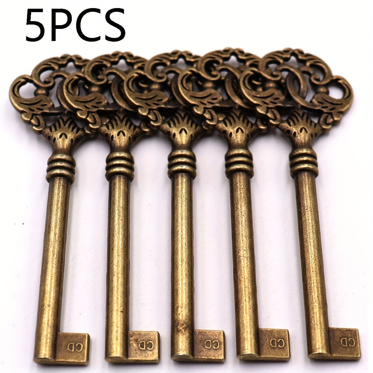 Set of 5 Vintage-Style Big Key Pendant Charms Antique Alloy for Ancient Necklace Making