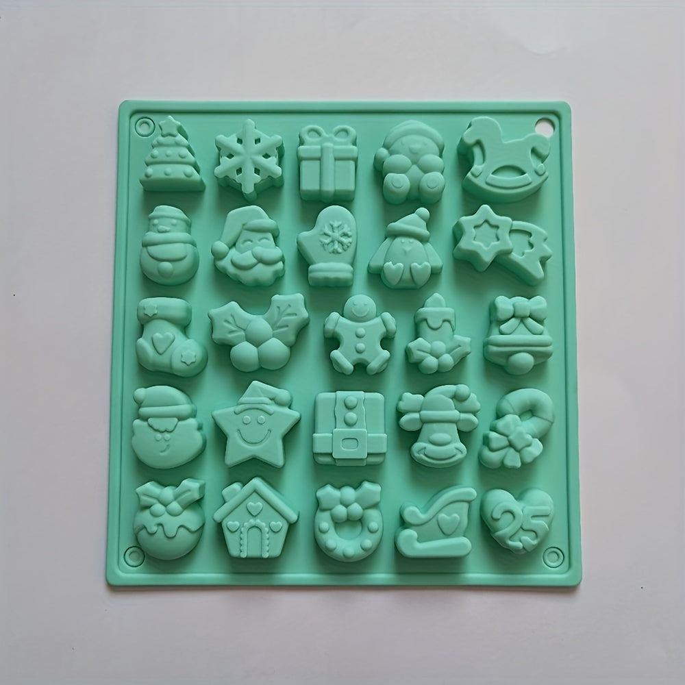 Christmas Chocolate Mold 25 Cavities 3D Silicone Candy and Fondant Baking Tool