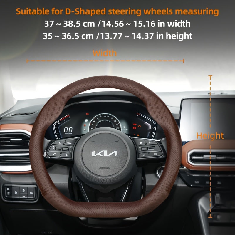 Universal Ultra-Thin Faux Leather Steering Wheel Cover Breathable Non-Slip