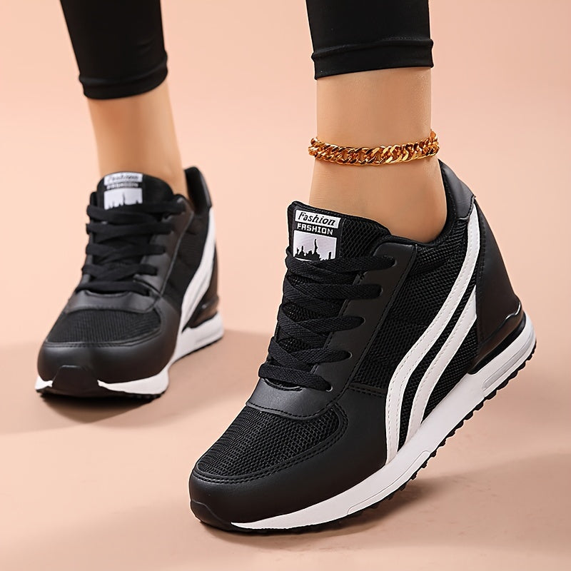 Ladies Casual Sneakers White Black Mesh TPR Sole All-Season Comfort