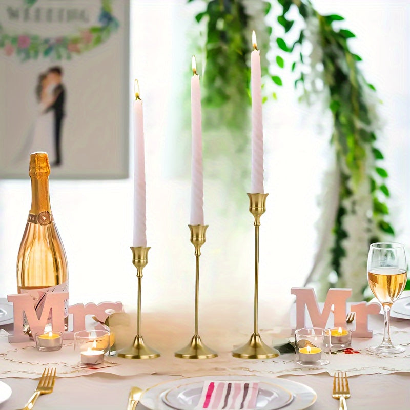 Set of 3 Metal Candle Holders for Table Decoration Christmas Halloween Weddings Parties