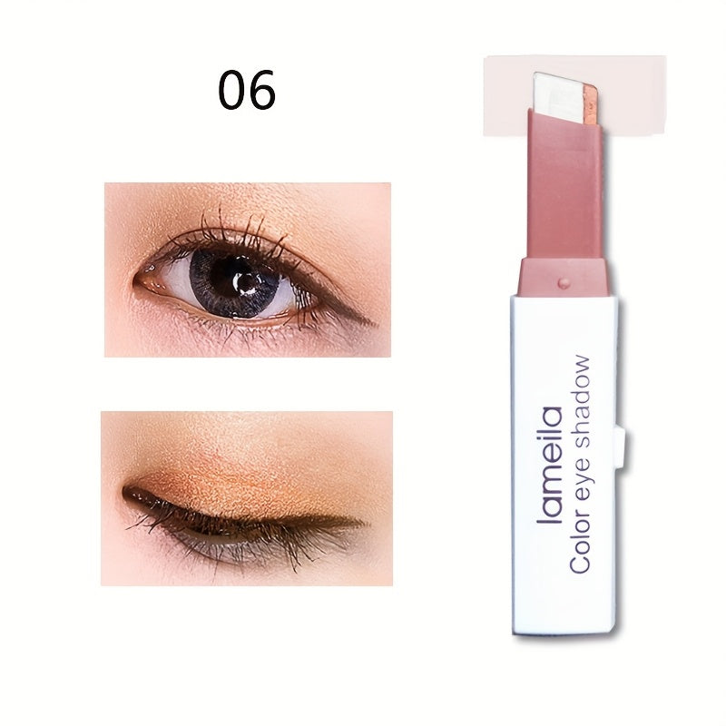 Women Two Tone Gradient Glitter Eyeshadow Stick Waterproof Long Lasting