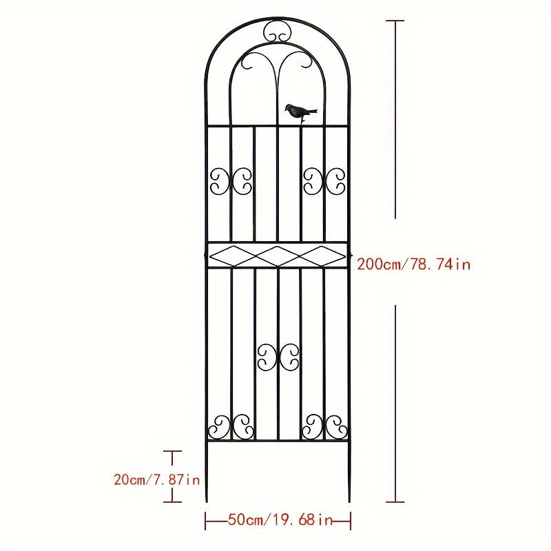 Metal Garden Fence with Floral Trellis for Climbing Plants Durable Painted Finish Indoor Outdoor