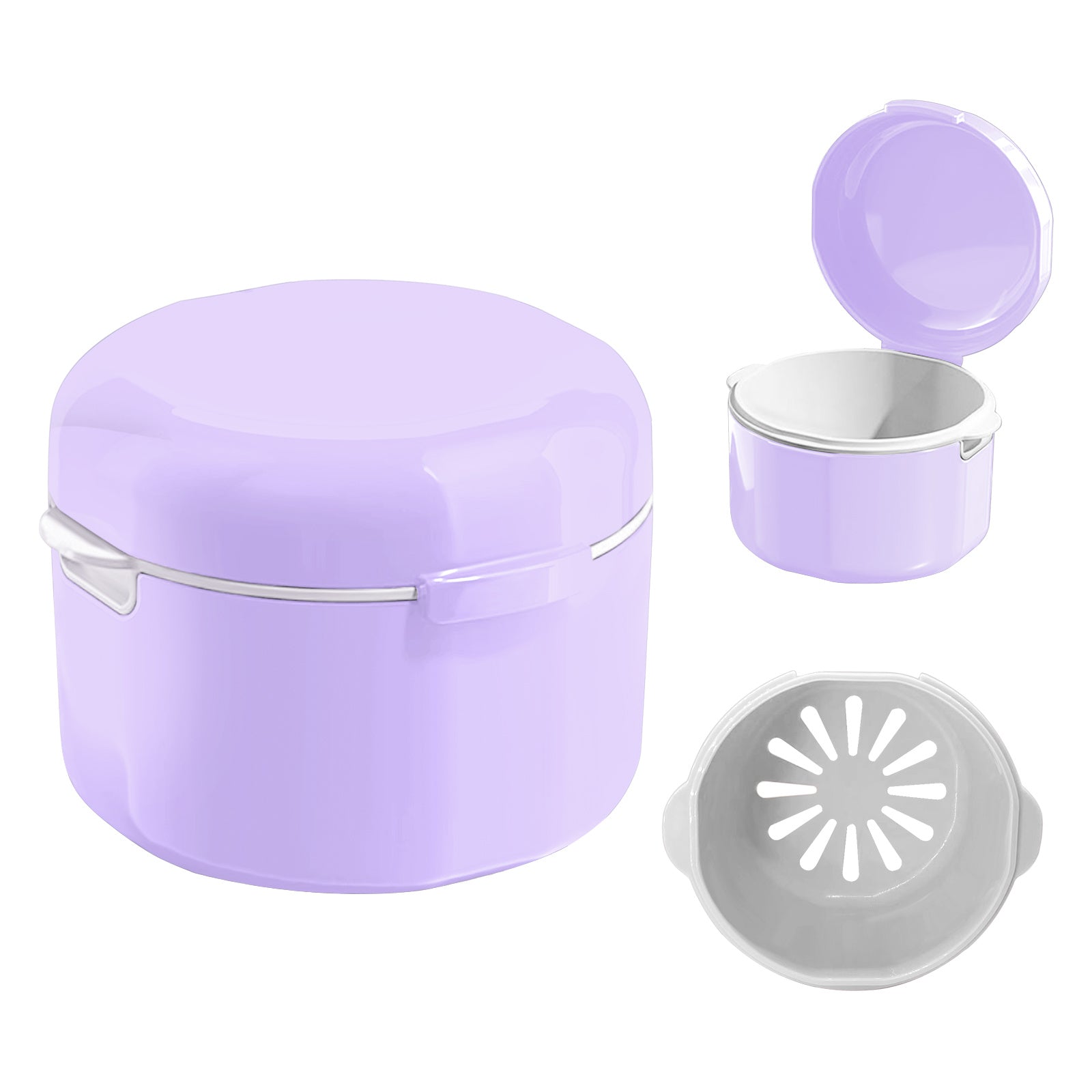 Portable Denture Case Double-Layer Drainage Travel Storage Box